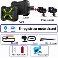 Dashcam moto 1080P avant arrière WiFi étanche