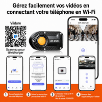 Dashcam moto 2K 30 FPS pour casque et vélo électrique