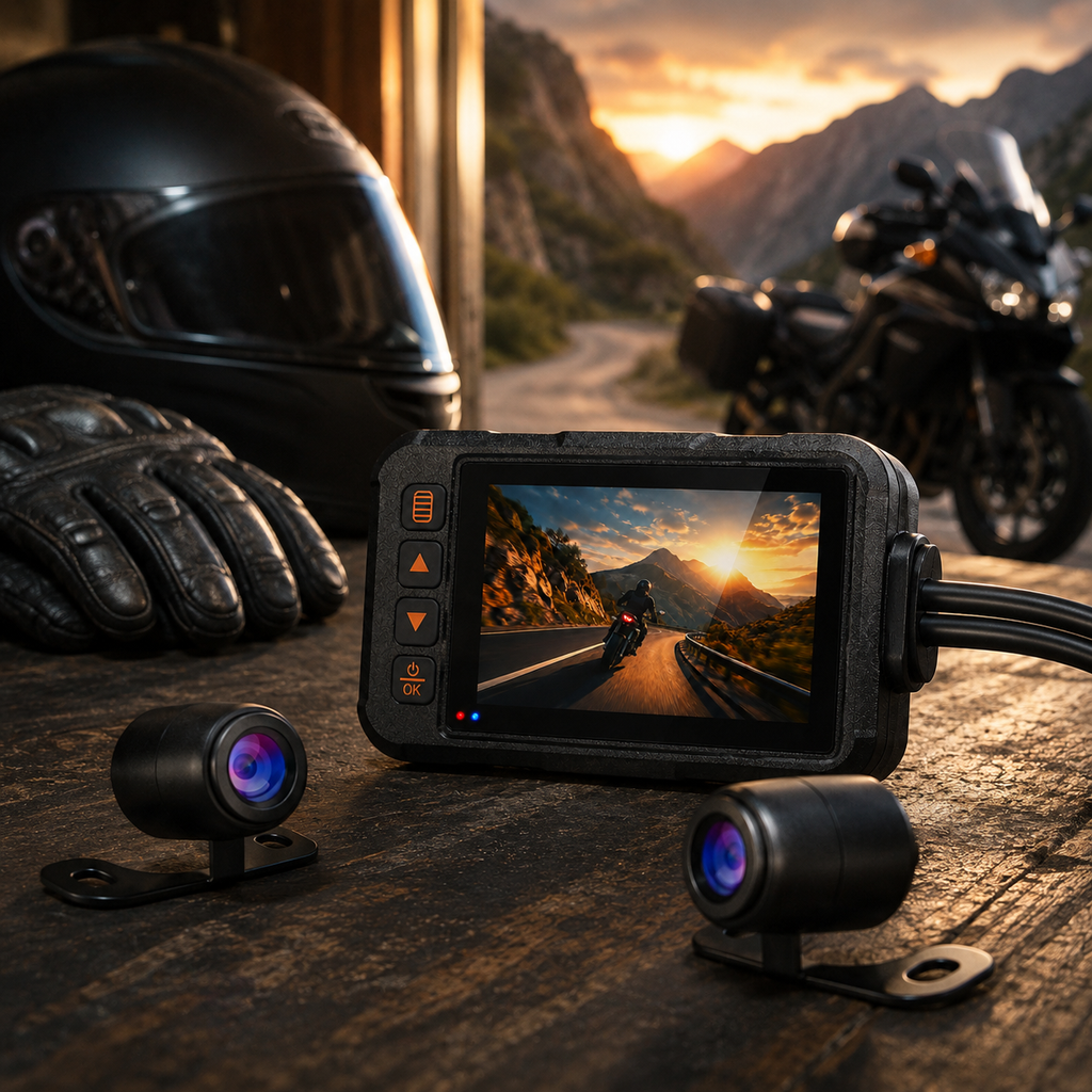 Dashcam moto avant arrière étanche écran 3 pouces vision nocturne