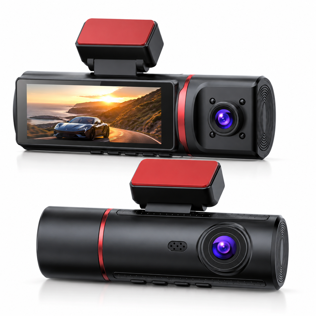 Dashcam 4K trois caméras GPS avant arrière intérieure