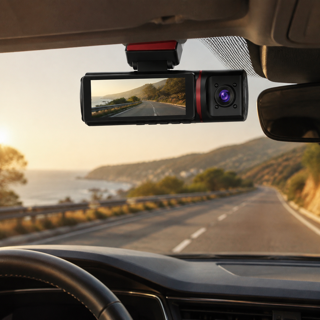 Dashcam 4K trois caméras GPS avant arrière intérieure