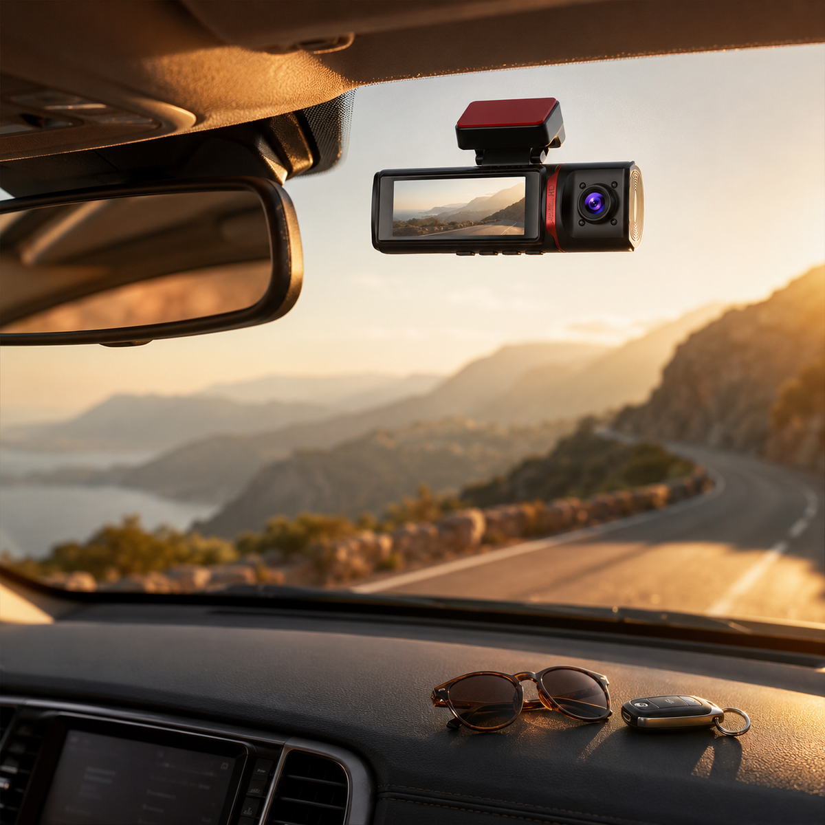 Dashcam 4K trois caméras GPS avant arrière intérieure
