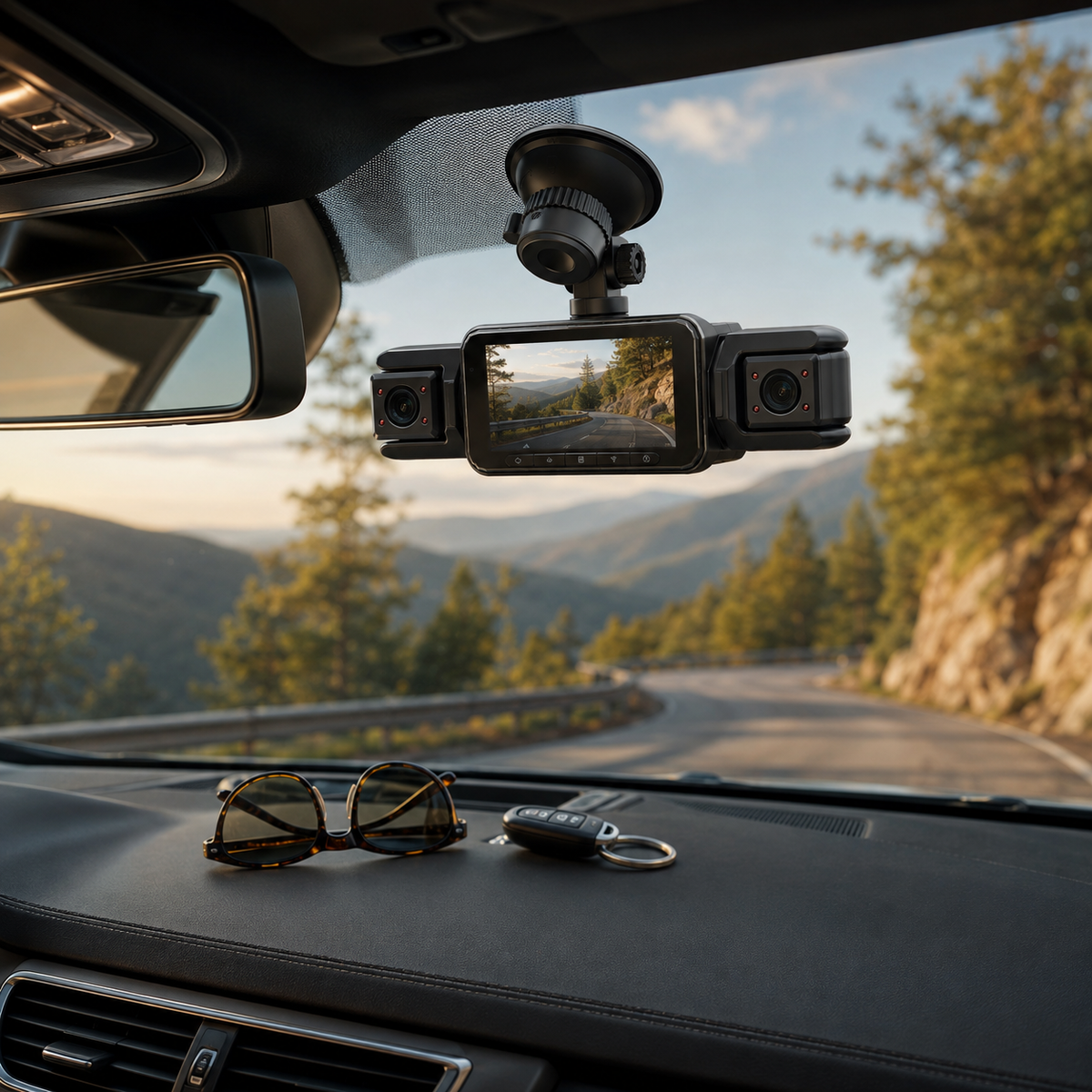 Dashcam 1080P quatre caméras WiFi vision nocturne voiture