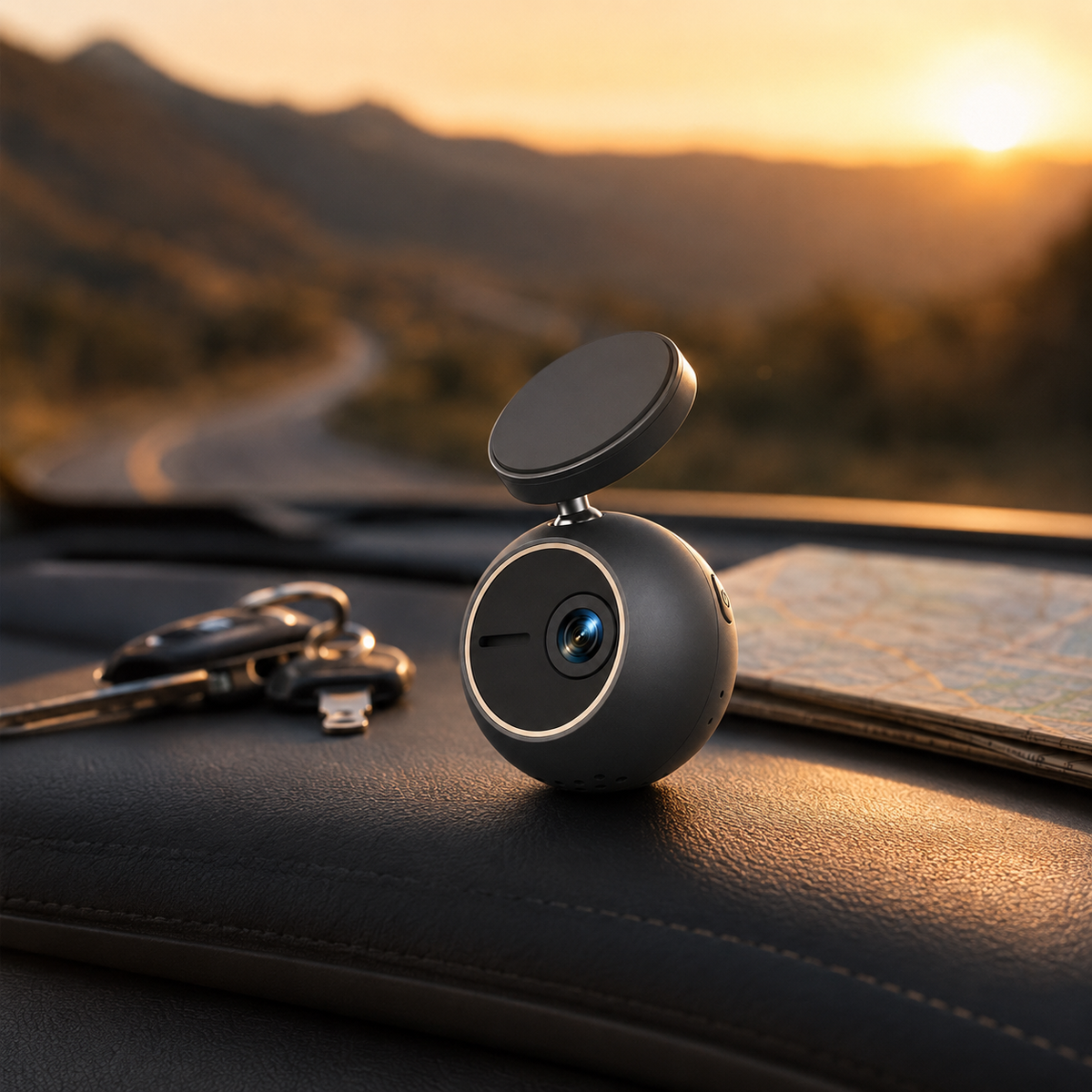 Dashcam 2K miniature rotative commande vocale 360 degrés