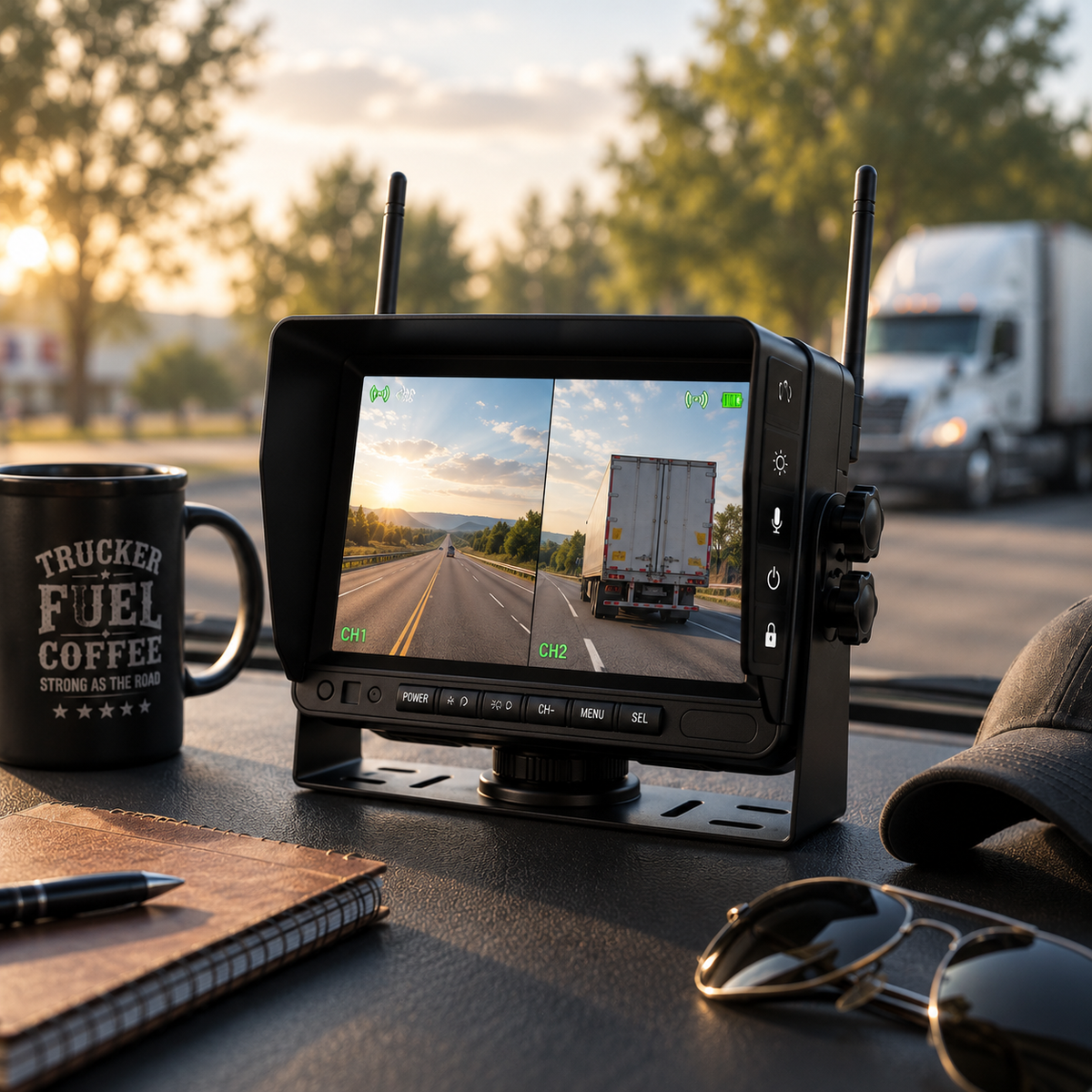 Dashcam poids lourd sans fil écran 7 pouces 720P