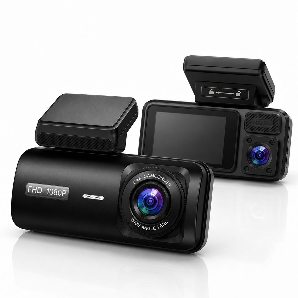 Dashcam WiFi 3 canaux Full HD avec caméra intérieure