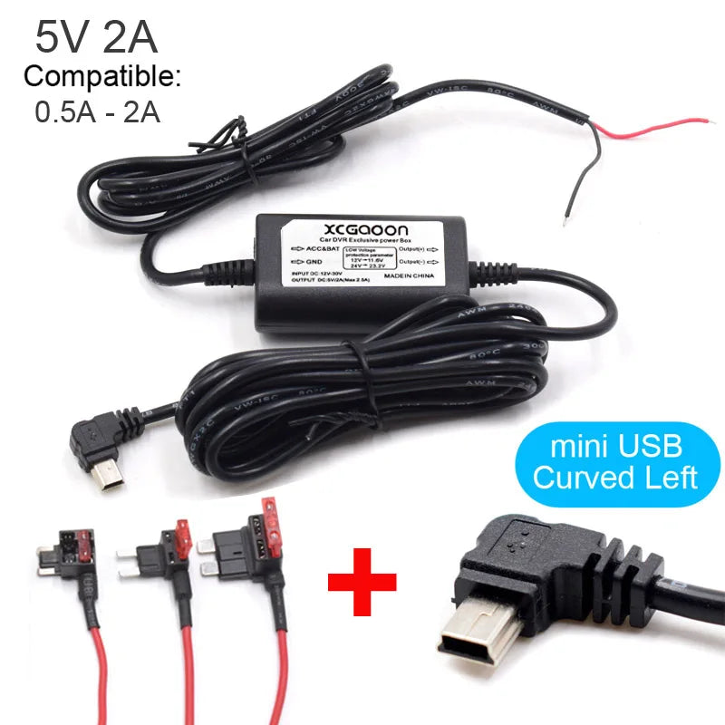 Kit câblage dashcam Mini USB Micro USB Type C 5V 2A