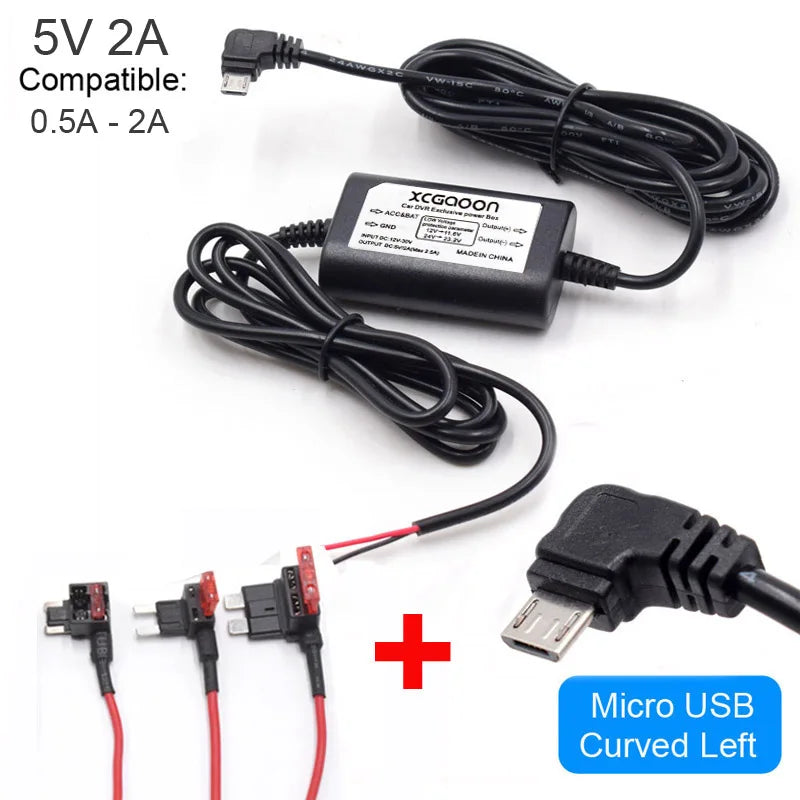 Kit câblage dashcam Mini USB Micro USB Type C 5V 2A