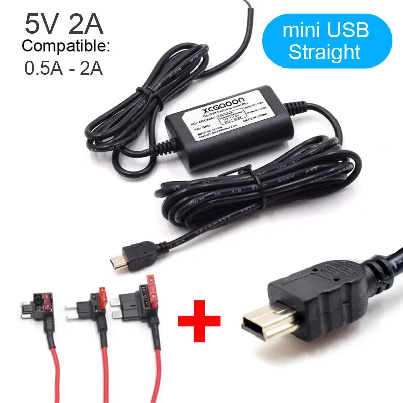 Kit câblage dashcam Mini USB Micro USB Type C 5V 2A