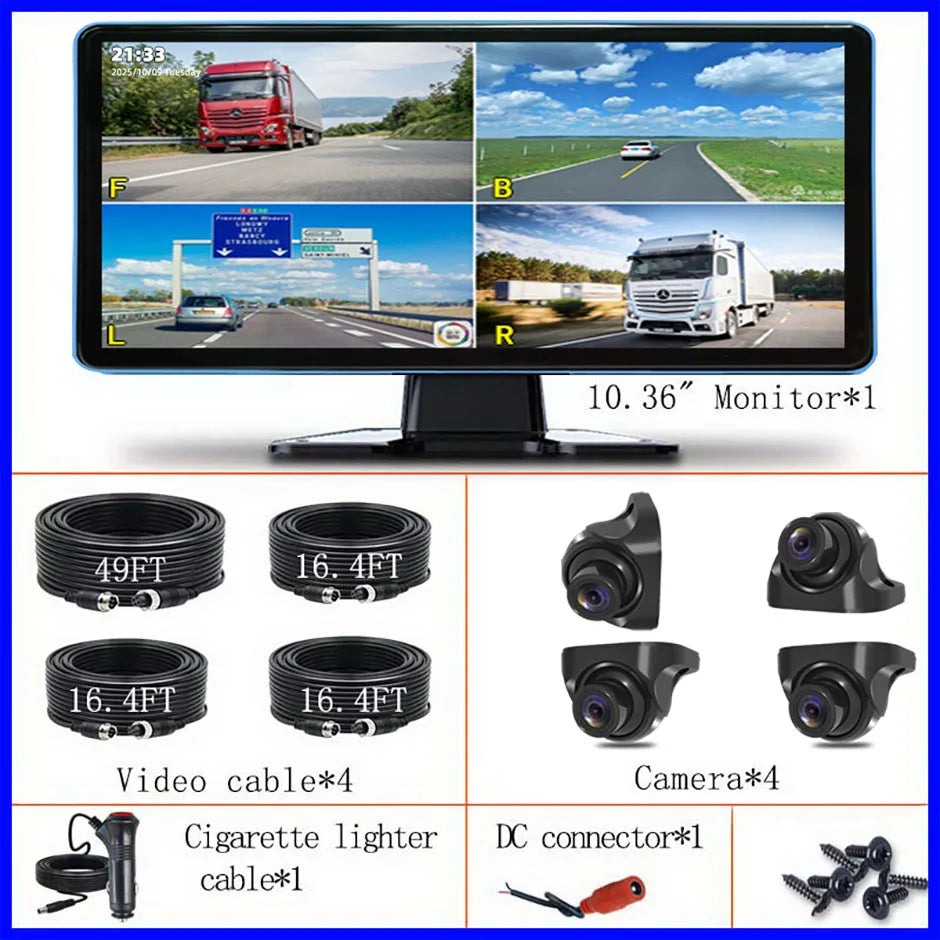 Dashcam poids lourd écran tactile 10 pouces quatre caméras