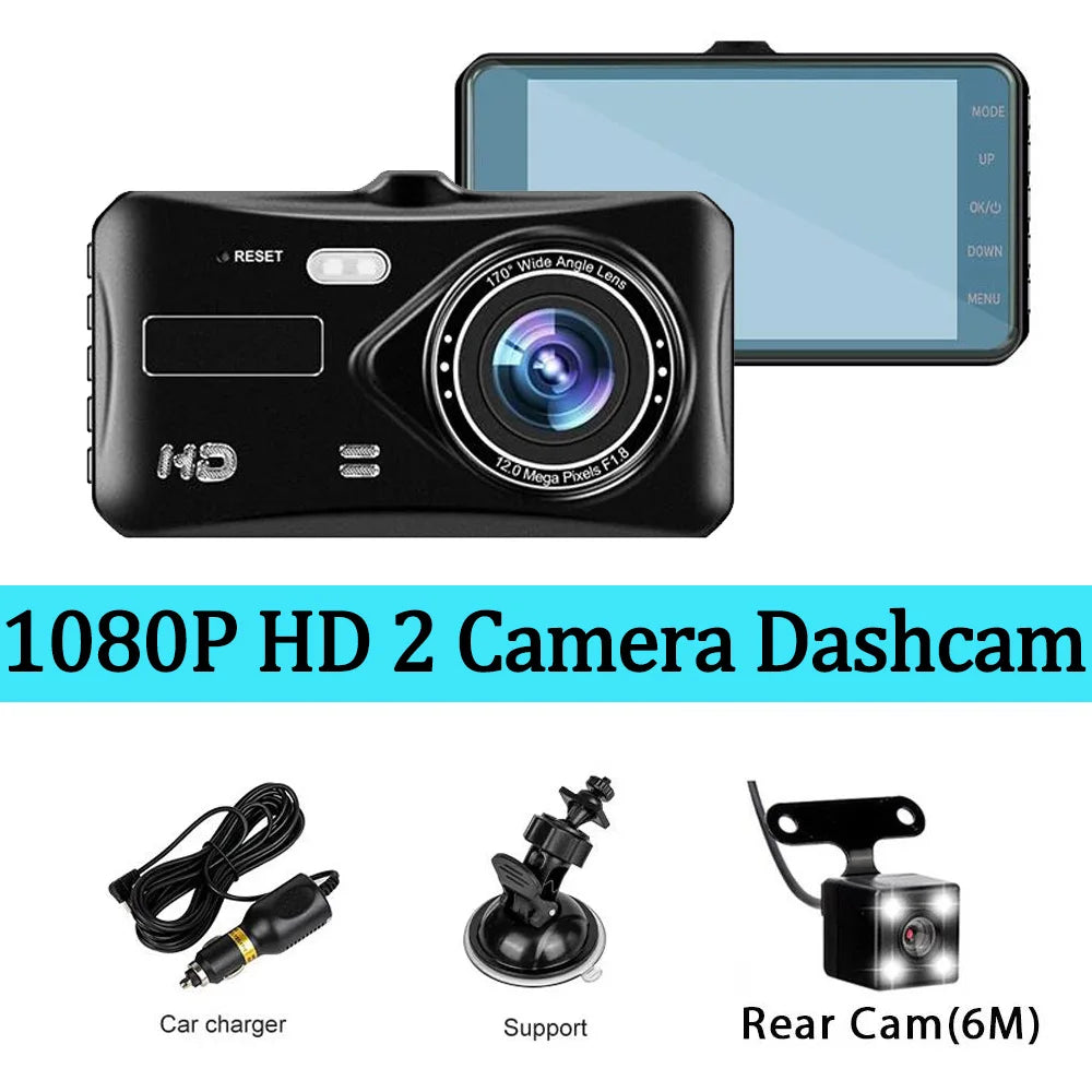 Dashcam 1080P avant arrière écran tactile 4 pouces