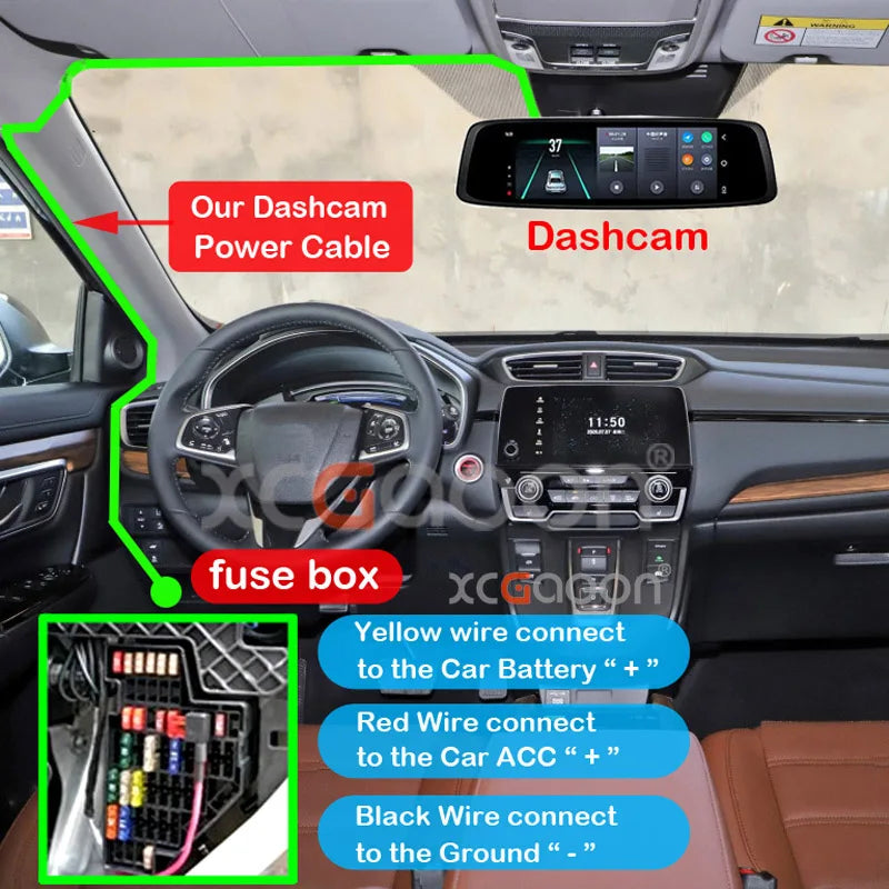 Kit câblage dashcam parking Mini USB Type C 12V 24V