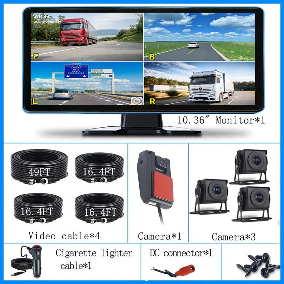Dashcam poids lourd écran tactile 10 pouces quatre caméras
