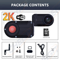 Dashcam moto 2K WiFi étanche grand angle 170 degrés