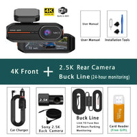 Dashcam 4K avant arrière WiFi GPS ADAS vision nocturne