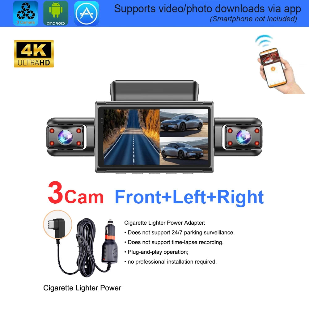 Dashcam 4K 4 canaux discrète avec mode parking 24H