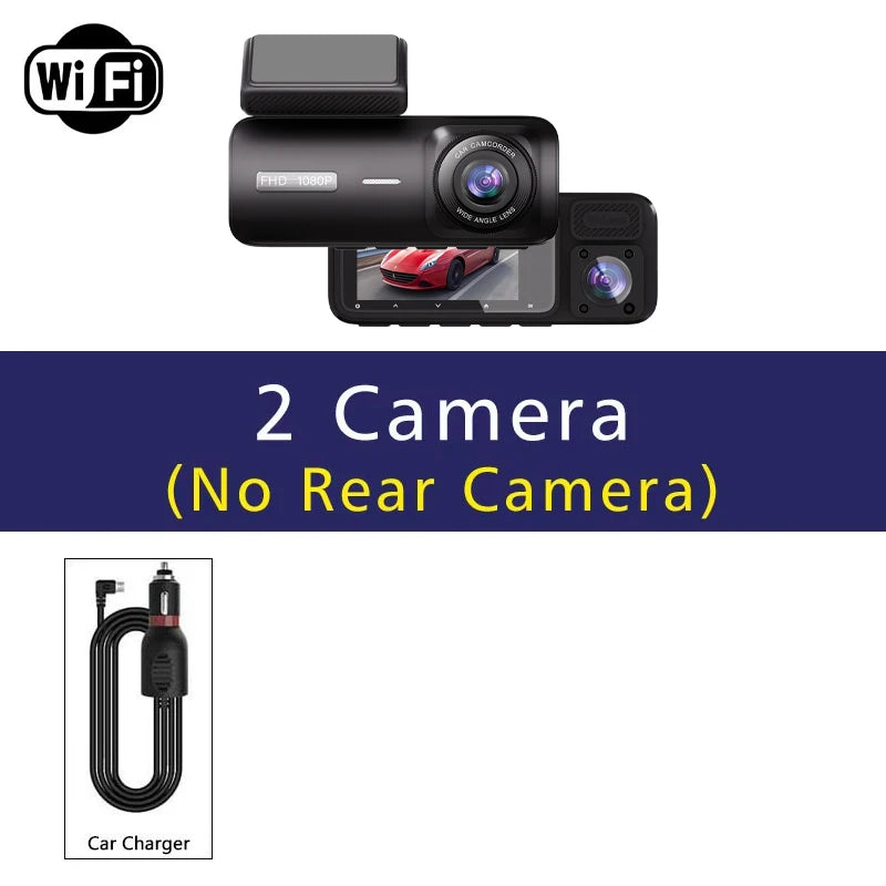 Dashcam WiFi 3 canaux Full HD avec caméra intérieure