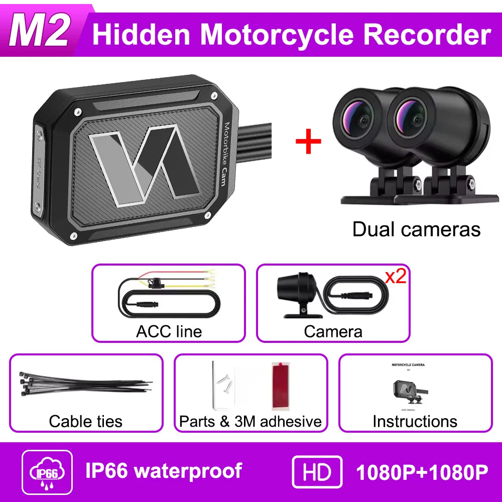 Dashcam moto avant arrière étanche écran 3 pouces vision nocturne