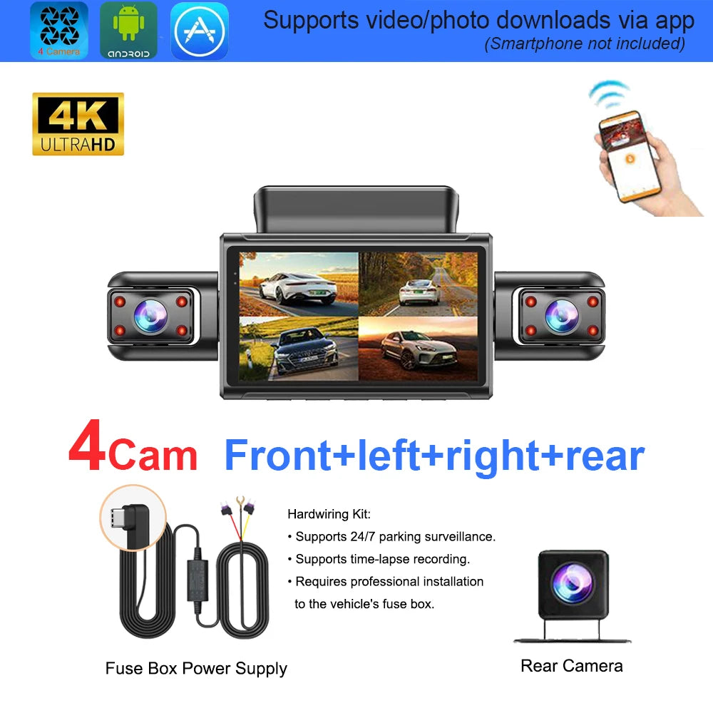 Dashcam 4K 4 canaux discrète avec mode parking 24H