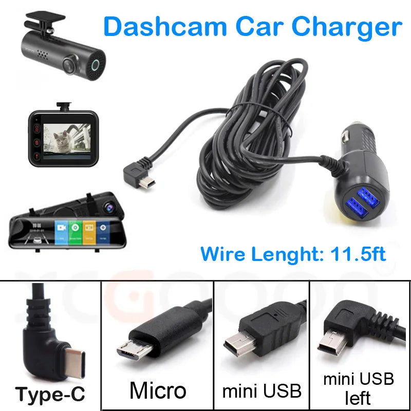 Chargeur dashcam Mini USB Micro USB Type C 12V 24V