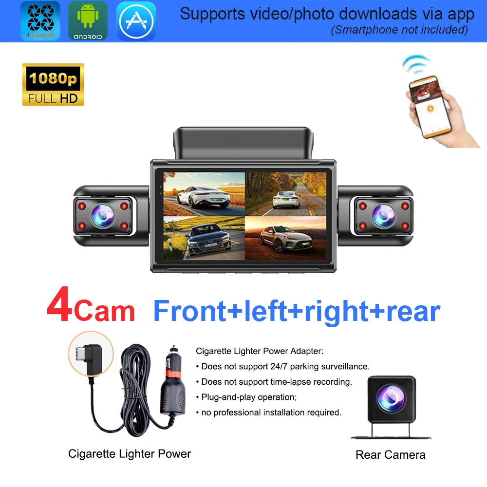 Dashcam 4K 4 canaux discrète avec mode parking 24H