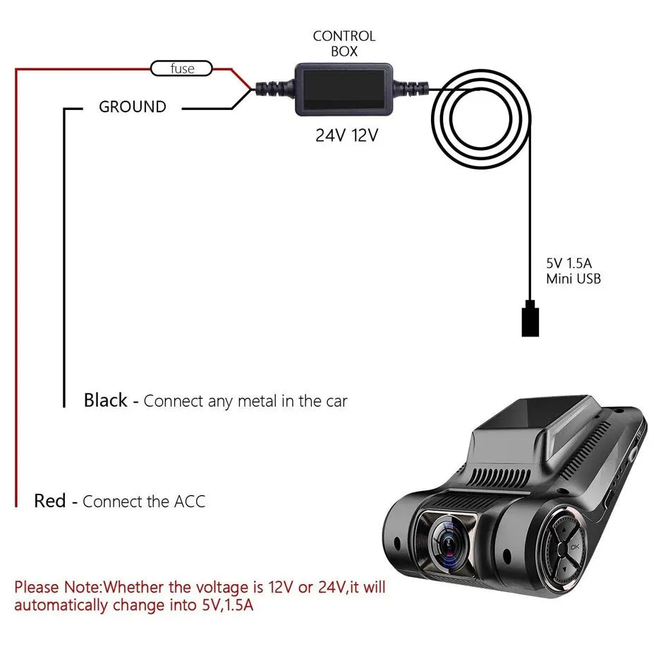 Kit de câblage dashcam Mini Micro USB pour mode parking