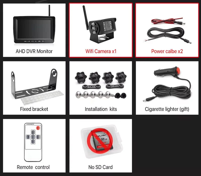 Dashcam poids lourd sans fil écran 7 pouces 720P