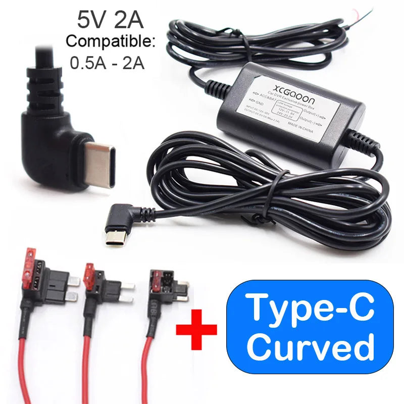 Kit câblage dashcam Mini USB Micro USB Type C 5V 2A
