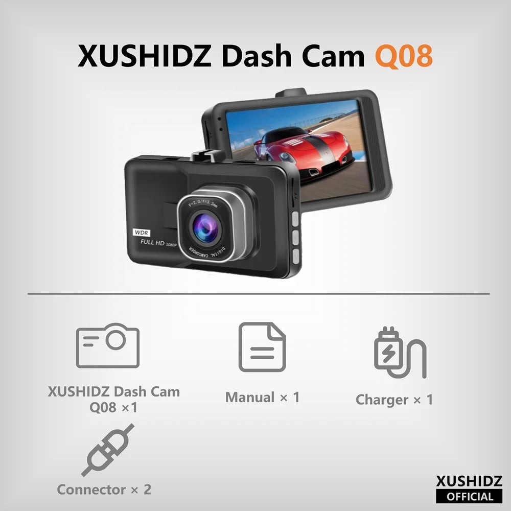 Dashcam 1080P vision nocturne mode parking 24H G Sensor