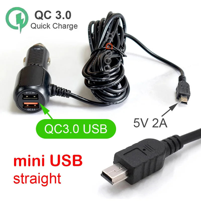 Chargeur dashcam Mini USB Micro USB Type C 12V 24V