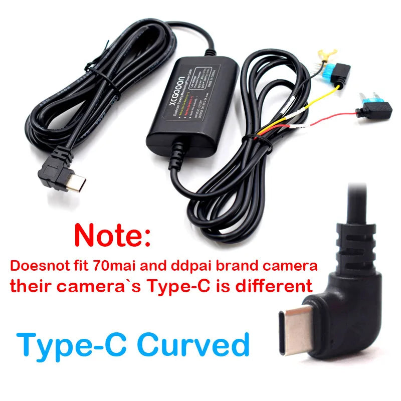 Kit câblage dashcam parking Mini USB Type C 12V 24V
