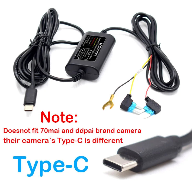 Kit câblage dashcam parking Mini USB Type C 12V 24V