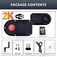 Dashcam moto 2K WiFi étanche grand angle 170 degrés