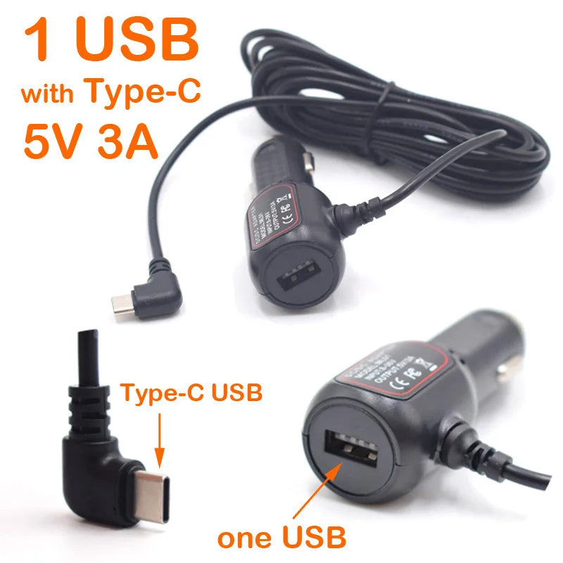 Chargeur dashcam Mini USB Micro USB Type C 12V 24V