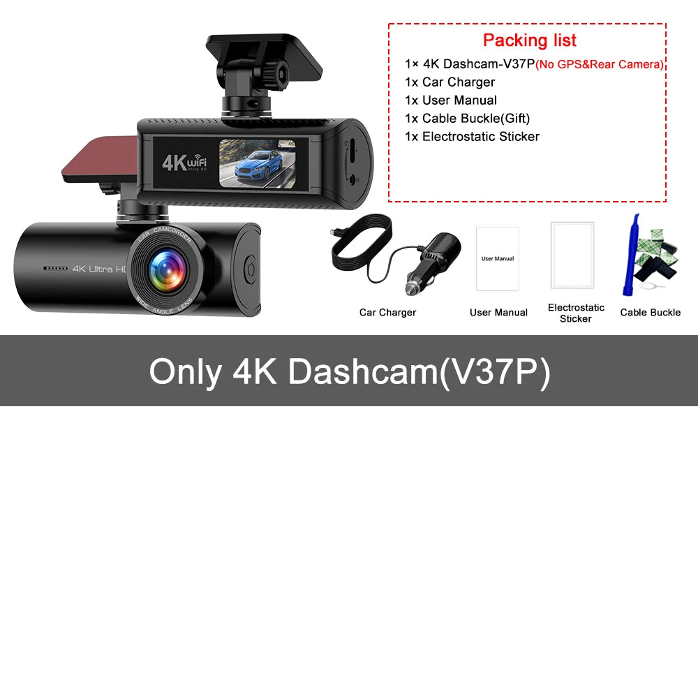 Dashcam 4K avant arrière WiFi GPS vision nocturne WDR