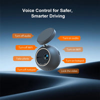 Dashcam 2K miniature rotative commande vocale 360 degrés