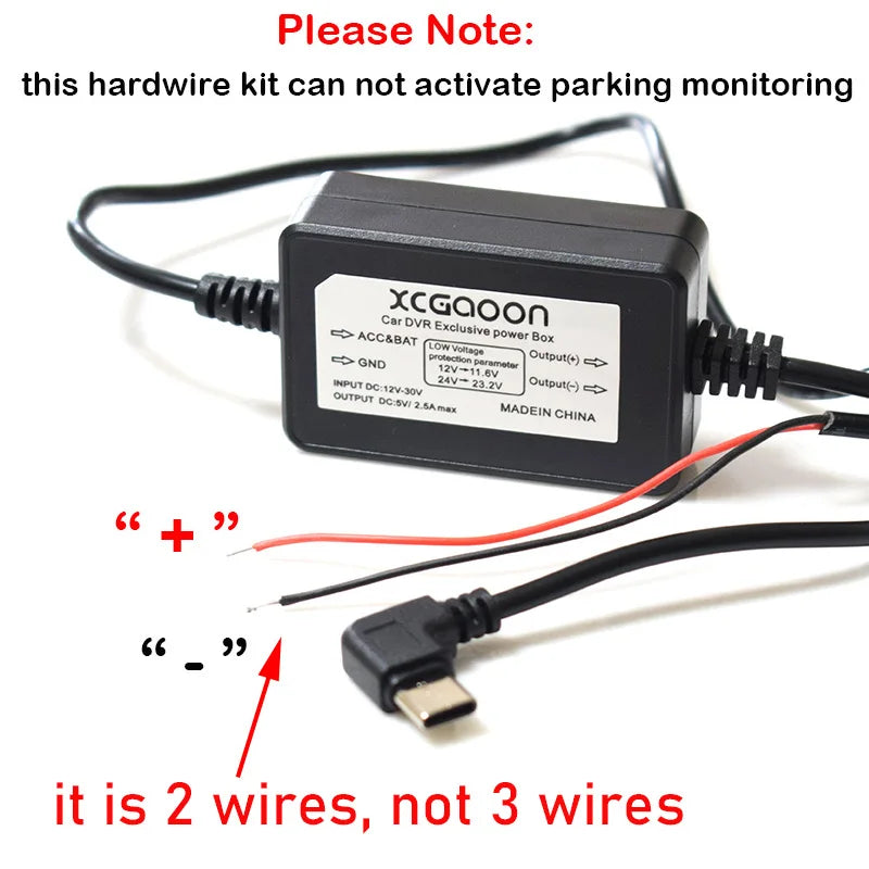 Kit câblage dashcam Mini USB Micro USB Type C 5V 2A