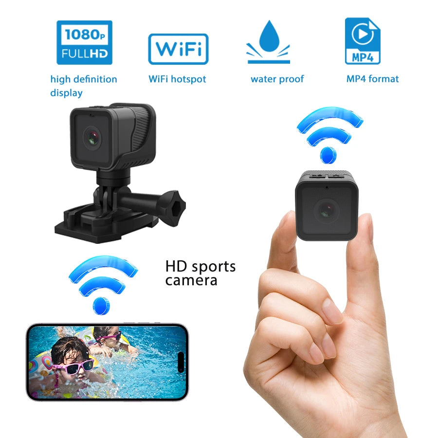 Dashcam moto vélo 1080P WiFi étanche compacte