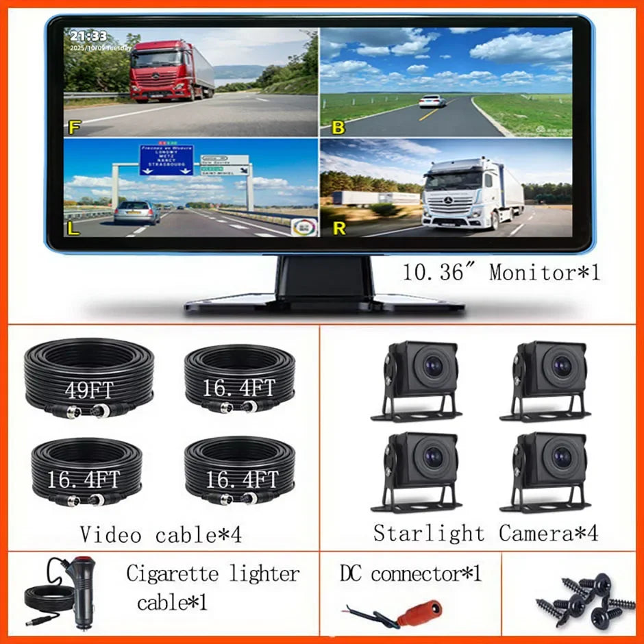 Dashcam poids lourd écran tactile 10 pouces quatre caméras