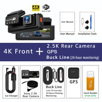 Dashcam 4K avant arrière WiFi GPS ADAS mode parking 24H