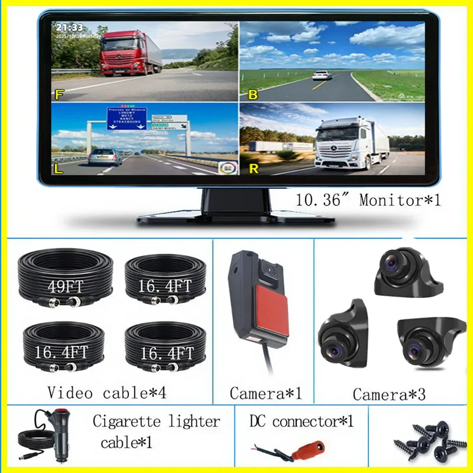 Dashcam poids lourd écran tactile 10 pouces quatre caméras