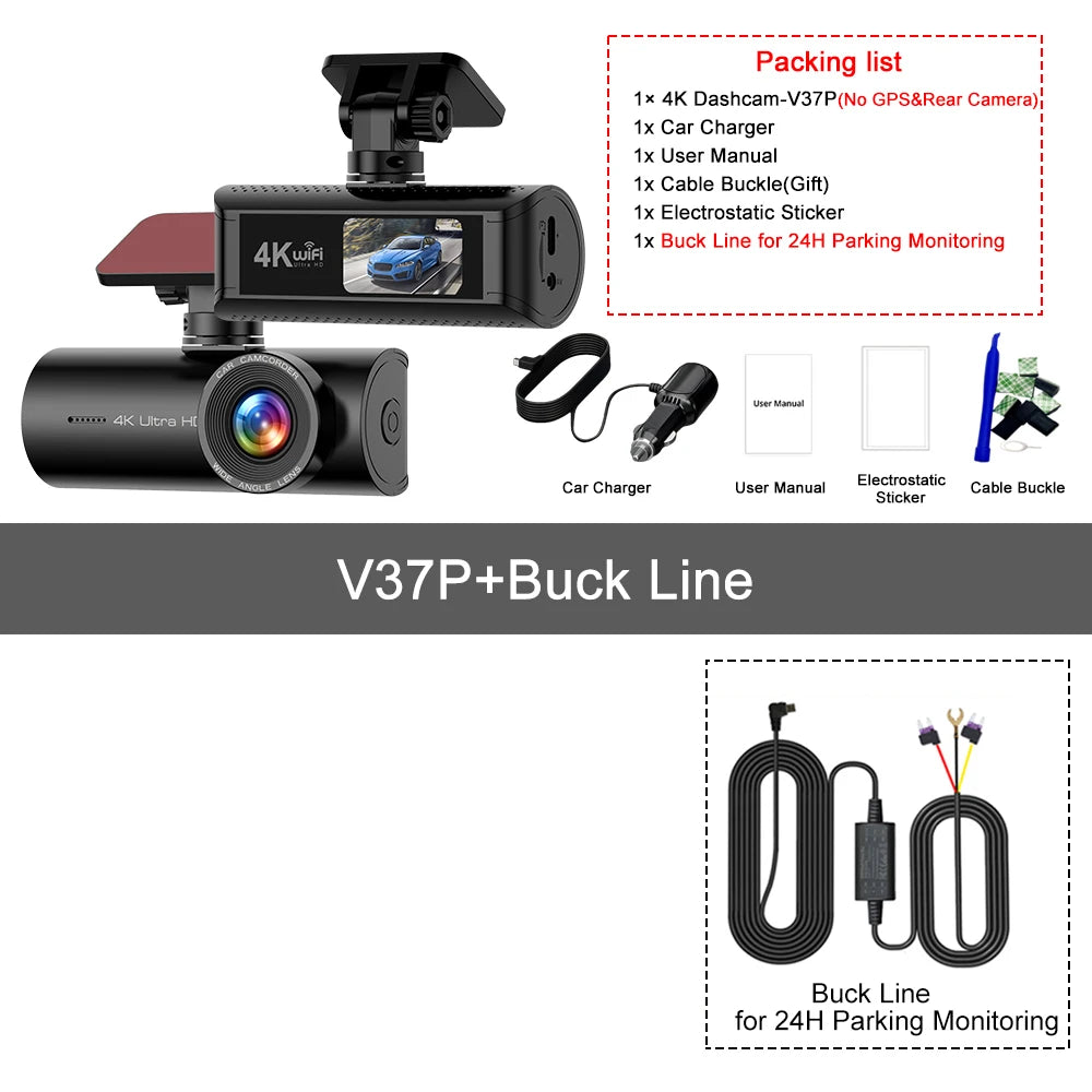 Dashcam 4K avant arrière WiFi GPS vision nocturne WDR