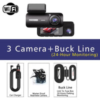 Dashcam WiFi 3 canaux Full HD avec caméra intérieure