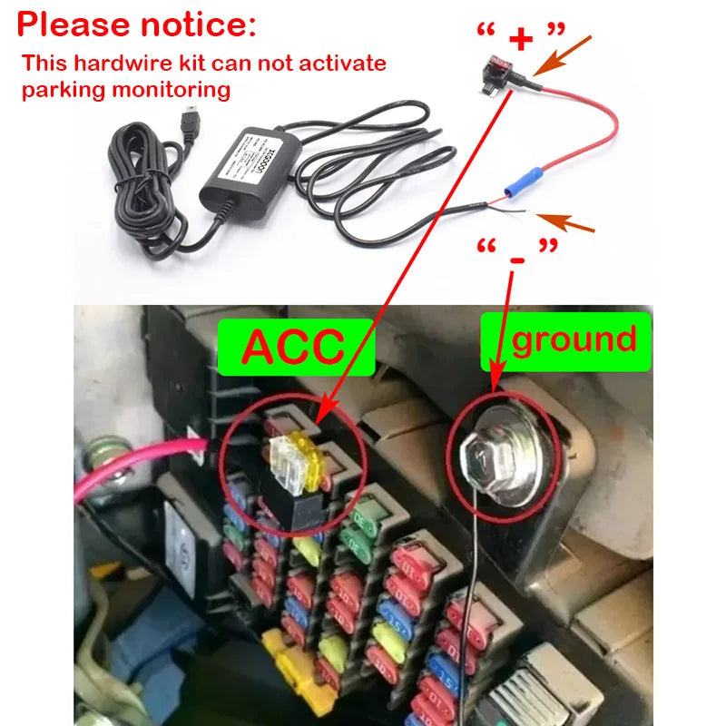 Kit câblage dashcam Mini USB Micro USB Type C 5V 2A