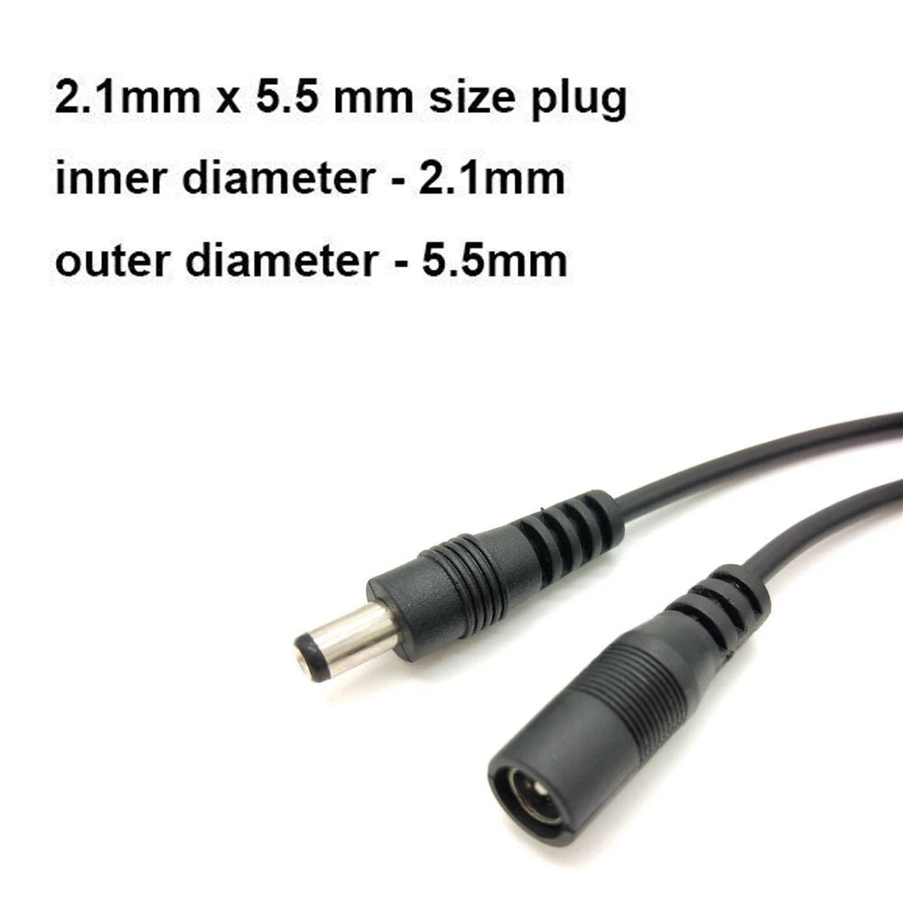 Câble extension alimentation 12V caméra LED 5 ou 10 m
