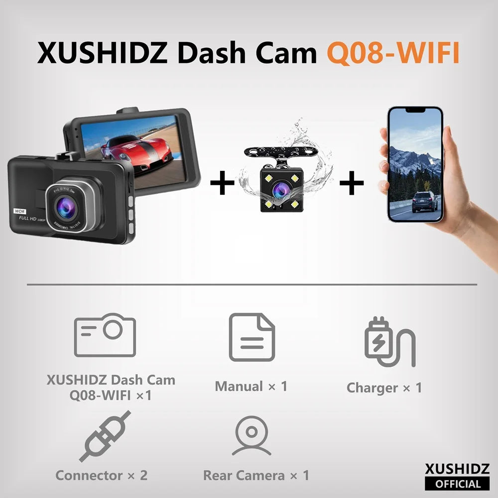 Dashcam 1080P vision nocturne mode parking 24H G Sensor