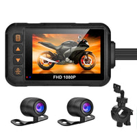 Dashcam moto avant arrière étanche écran 3 pouces vision nocturne